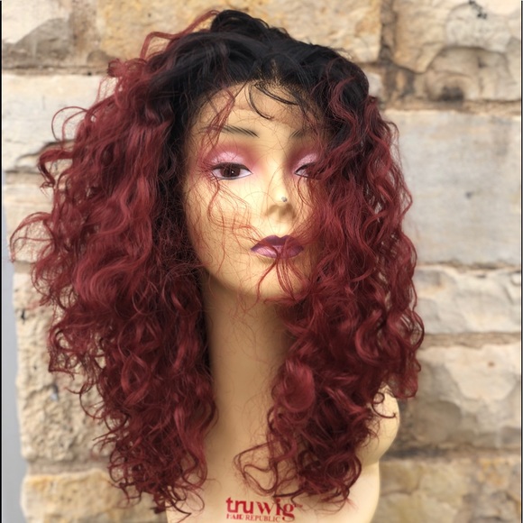 Full lace wig curly short ombré main image 7